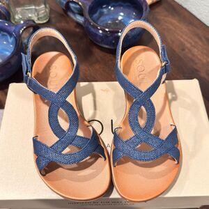 SOUL Naturalizer Solo Sandals Women’s Size 6 W Wide Navy Blue Comfort Shoes NIB
